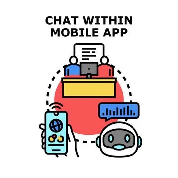 Chatting within mobile application using artificial intelligence support イラスト素材