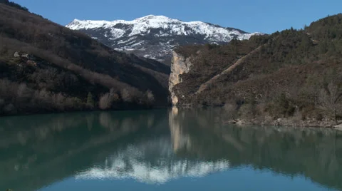 Chaudanne Reservoir Mountain Reflection Stock Footage 35446727