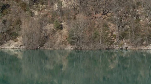 Chaudanne Reservoir Reflection Trees Stock Footage 35450429