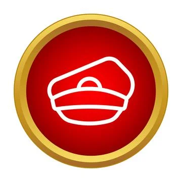 Chauffeur cap icon on red round button Stock Illustration