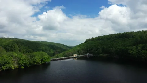 The Chaumecon dam in the middle of the Morvan massif Stock Footage 164236856