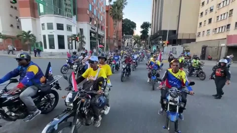 Chavista bikers support Maduro's third term in office with caravans, Caracas, VE Stock Footage 297330271