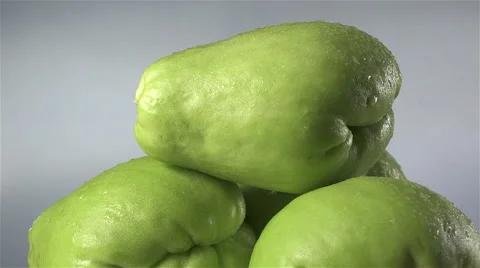 Chayote isolated rotating on gray background Stock Footage 62391543