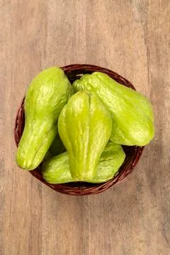 The chayote (Sechium edule) is a vegetable native to south america. Stock Photos