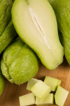 The chayote (Sechium edule) is a vegetable native to south america. Stock Photos