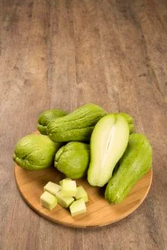 The chayote (Sechium edule) is a vegetable native to south america. Stock Photos