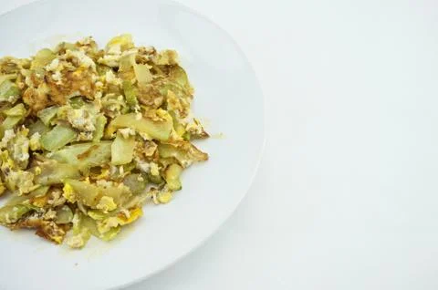 Chayote sliced fried Stock Photos