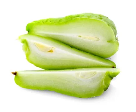 Chayote on white background. Stock Photos