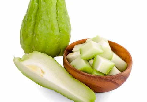 Chayote on white background Stock Photos
