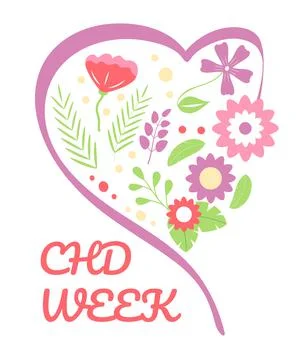 CHD Week concept vector. Congenital heart defect week in February. Floral, bo Stock Illustration