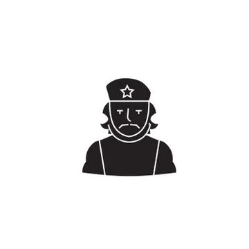 Che guevara black vector concept icon. Che guevara flat illustration, sign Stock Illustration