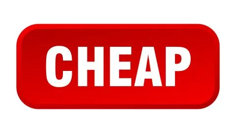 Cheap button. cheap square 3d push button Illustrazione stock
