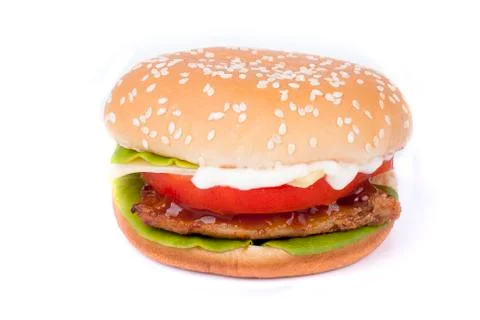 Cheap hamburger isolated Stock Photos