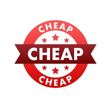 Cheap red icon, label, badge. Vector stock illustration. Stock Illustration