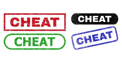 CHEAT Rectangle Stamp Seals Using Grunge Texture イラスト素材