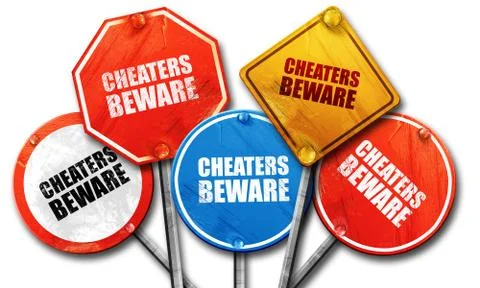 Cheaters beware, 3D rendering, street signs Stock Illustration