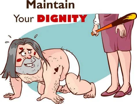 Cheating husband caught while escaping vector illustration Stock Illustration