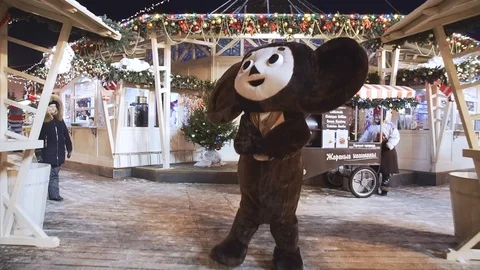 Cheburashka by the Kremlin Stock Footage 123800927