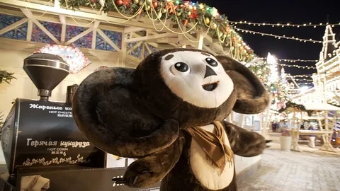 Cheburashka by the Kremlin Stock Footage 124173038