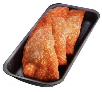 Cheburek on a tray on a white background. Stock Photos