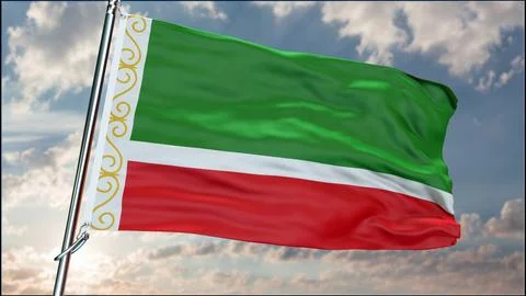 Chechen Republic flag background realistic waving in the wind 8K Ilustración de archivo