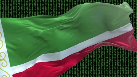 Chechen Republic flag - Waving flag on matrix binary code background Stock Footage 321420988