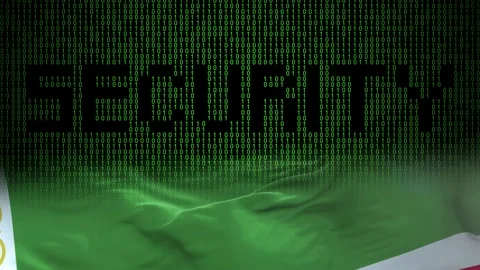 Chechen Republic flag - Waving flag on matrix binary code background Stock Footage 321422186