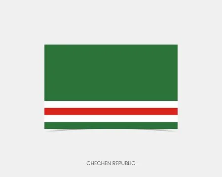 Chechen Republic Rectangle flag icon with shadow. 스톡 일러스트