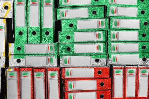 Chechnya Flag Colors Folder Stack, Bureaucracy and Government Administration 写真素材