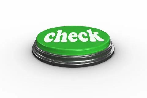 Check against digitally generated green push button Stock Illustration