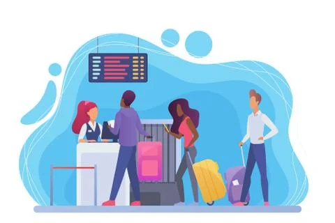Check in in airport flat vector illustration Stock-Illustration
