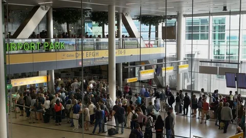 Check-in at the airport Stock Footage 76728371