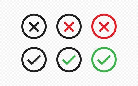 Check and cross mark set. Checkmark icon on transparent background. Ok and .. Stock Illustration