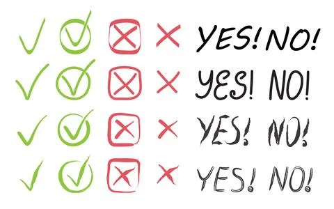Check and cross mark vector set. Marker cross brush signs. OK and X icons in  Stock Illustration
