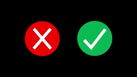Check and Cross Sign Animation on transparent background. Video footage of yes Stock Footage 335614456