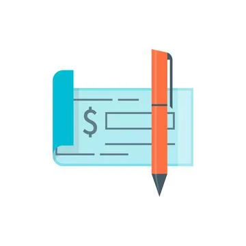 Check and pen icon. Write a check symbol in flat. Vector illustration EPS10 Stock Illustration