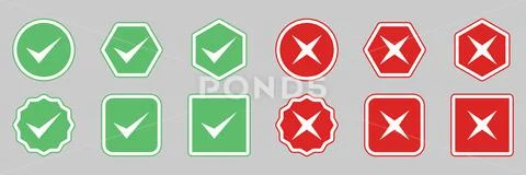 Check and wrong marks Icon Set, Tick and cross marks, Accepted,Rejected ...
