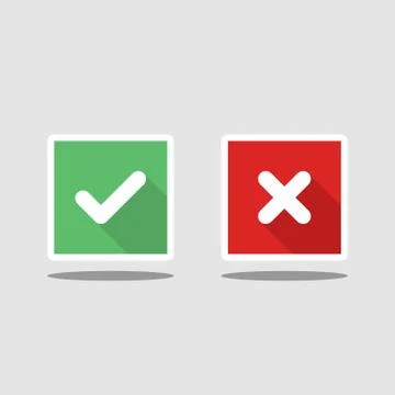 Check and wrong marks, Tick and cross marks, Accepted/Rejected, Approved/Disa Illustrazione stock