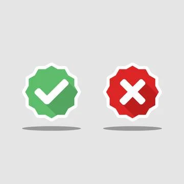 Check and wrong marks, Tick and cross marks, Accepted/Rejected, Approved/Disa Stock Illustration