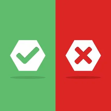 Check and wrong marks, Tick and cross marks, Accepted/Rejected, Approved/Disa Stock Illustration