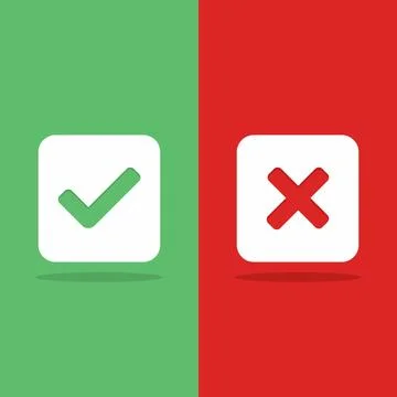 Check and wrong marks, Tick and cross marks, Accepted/Rejected, Approved/Disa Stock Illustration