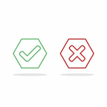 Check and wrong marks, Tick and cross marks, Accepted/Rejected, Approved/Disa Stock Illustration