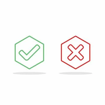 Check and wrong marks, Tick and cross marks, Accepted/Rejected, Approved/Disa Illustrazione stock