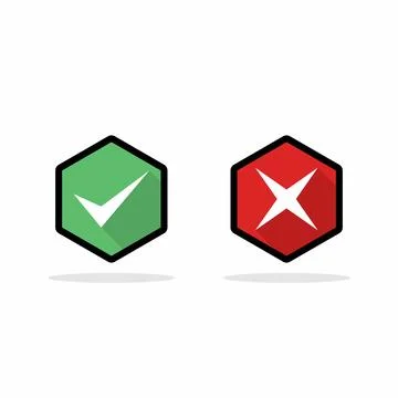Check and wrong marks, Tick and cross marks, Accepted/Rejected, Approved/Disa Stock Illustration