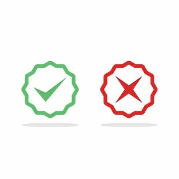 Check and wrong marks, Tick and cross marks, Accepted/Rejected, Approved/Disa Stock Illustration