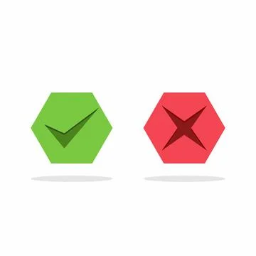 Check and wrong marks, Tick and cross marks, Accepted/Rejected, Approved/Disa Stock Illustration