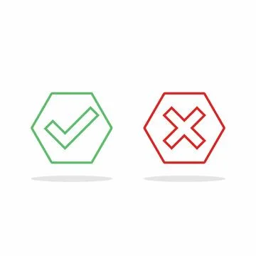 Check and wrong marks, Tick and cross marks, Accepted/Rejected, Approved/Disa Stock Illustration