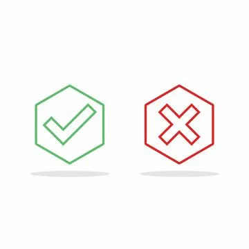 Check and wrong marks, Tick and cross marks, Accepted/Rejected, Approved/Disa Stock Illustration