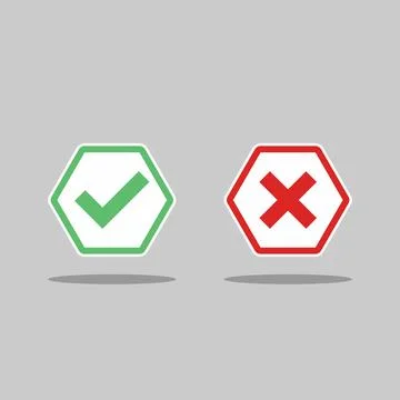 Check and wrong marks, Tick and cross marks, Accepted/Rejected, Approved/Disa Stock Illustration