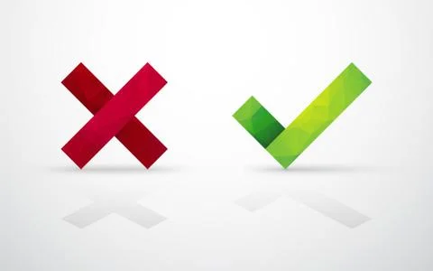 Check and x mark with shadow Stock Illustration